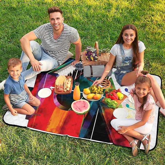 Zipper Colorful Piano Keyboard Music Style Picnic Mat Suitable for Travel Camping Park Or Home Use