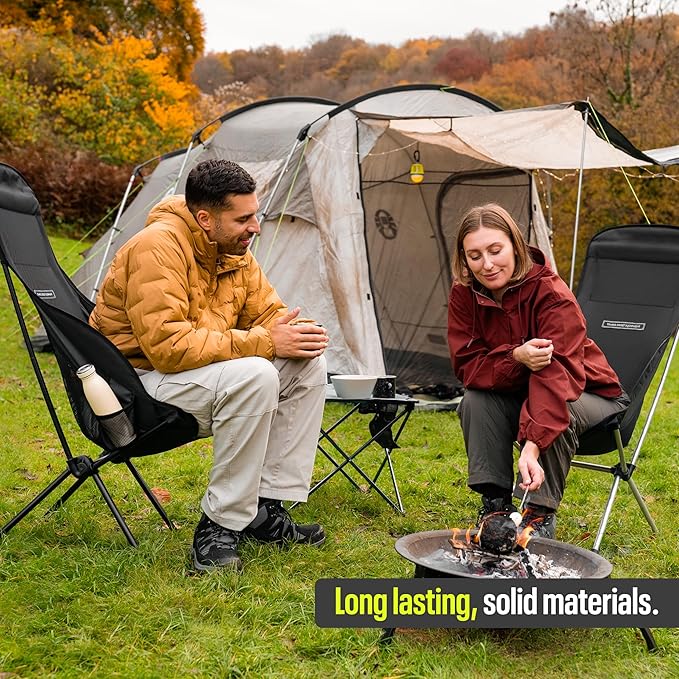 TSE HC100 Camping Chair 3.36lbs Lightweight Folding Chair with Cup Holder Portable and Easy to Carry for Camping Beach Hiking Urbain Festival or Garden (Black)