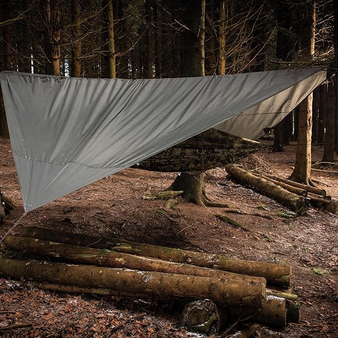 Snugpak All-Weather Shelter G2 WGTE - 3x3m Tarp &amp Emergency Shelter - 100% Waterproof Camping Tarp with UV30 Protection - Tent Tarp For Bushcraft &amp Camping - With Guy-Lines &amp Alloy Tent Pe