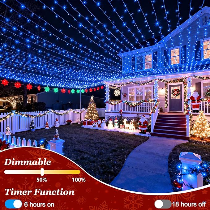 1500 LED Christmas Lights Outdoor with 12 Modes 470FT Green Wire Christmas String Fairy Lights with Timer &amp Dimmable Waterproof Twinkle Tree Lights for House Ocean Party Wedding Xmas Decor Blue