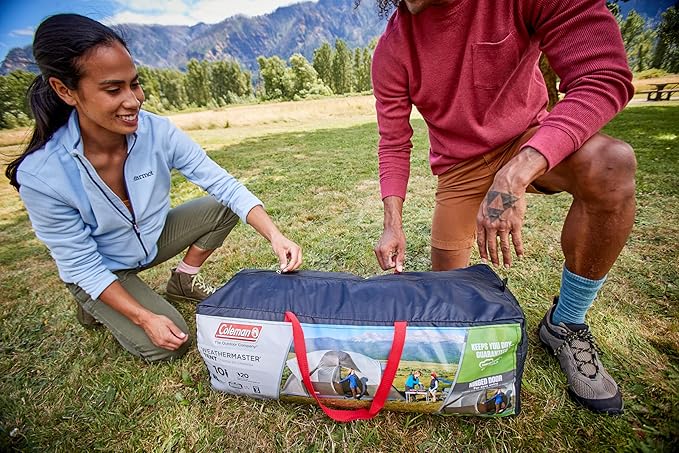 Coleman WeatherMaster 10-Person Camping Tent with Rainfly &amp Room Divider Spacious Weatherproof Family Tent with Carry Bag
