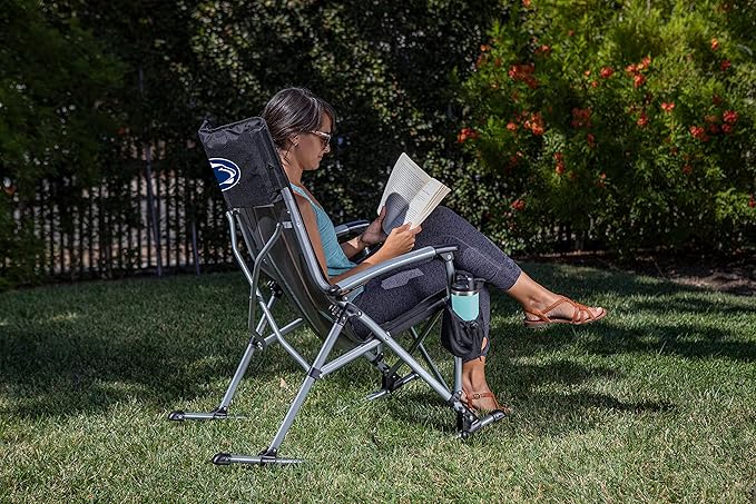 Picnic TIME NCAA Unisex-Adult NCAA Outdoor Rocking Camp Chair XL Heavy Duty Camping Chair for Adults