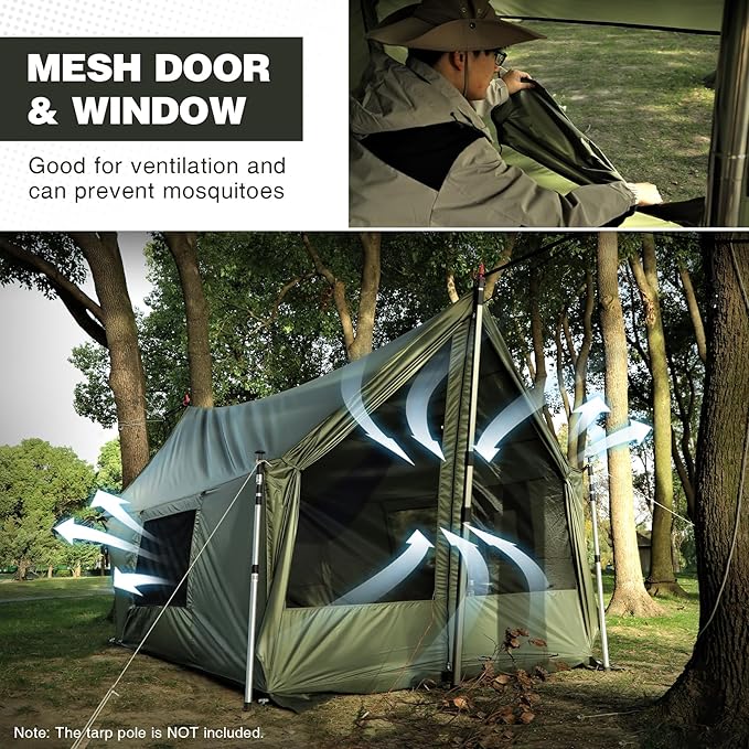 REDCAMP Large Hammock Hot Tent with Stove Jack Waterproof &amp Windproof Winter Wall Tent with Snow Skirt Ultralight 4 Season Tents for Camping Hiking Bushcraft Backpacking Hunting