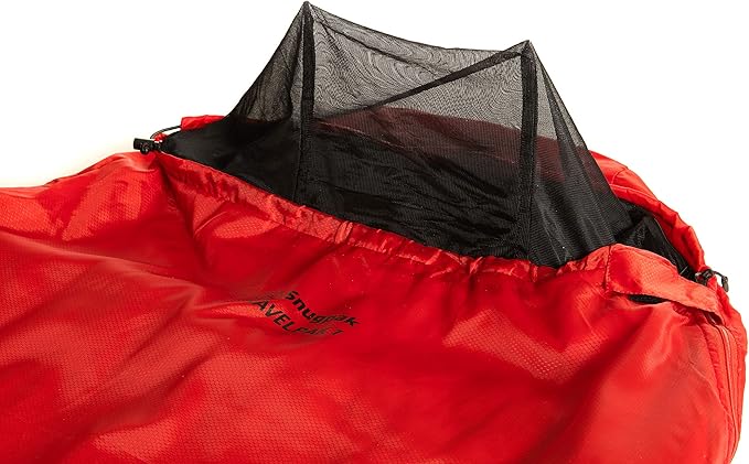 Snugpak Travelpak 1 Sleeping Bag with Mosquito Net 45 Degree Left Hand Zip Flame Red