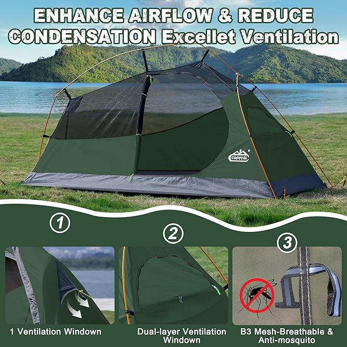 1 Person Backpacking Tent Waterproof Windproof Single Person Tent Lighweight Compact One Person Tent for Camping Hiking