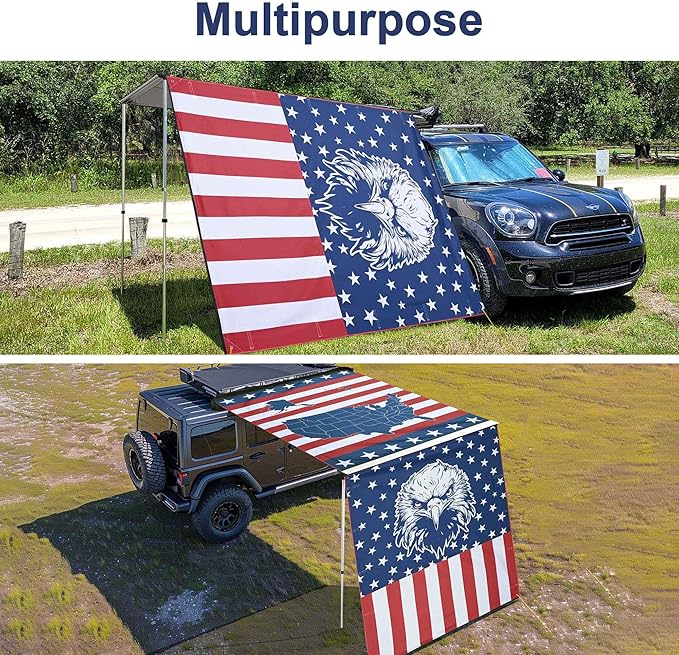 Yescom Awning Wall 6.4FT x 6.7FT for Caravan Car Side Shade Vehicle Tent Camping Windbreak Eagle