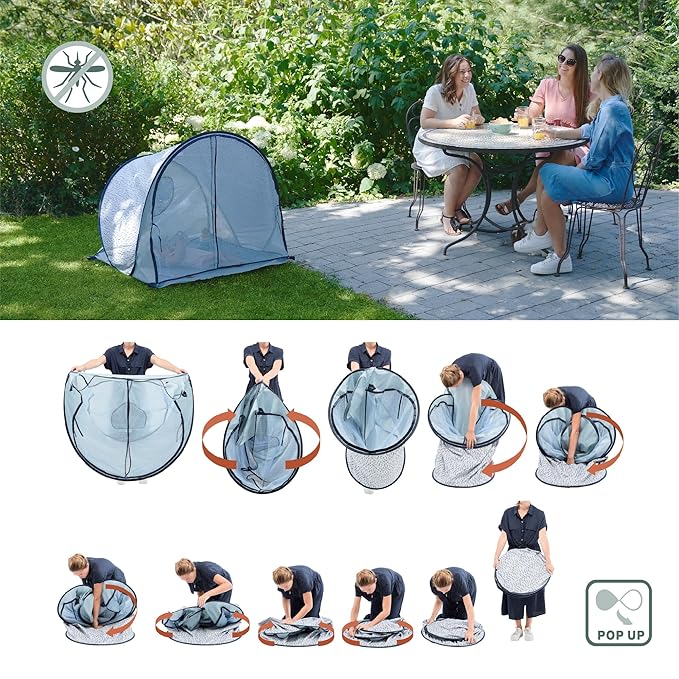 Babymoov Anti-UV Baby &amp Toddler Beach Tent UPF 50+ Sun Protection with Pop Up System for Easy Use &amp Transport Blue Waves (Summer 2025 Edition)