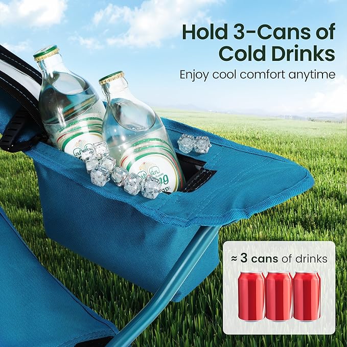 HIGH POINT SPORTS 2 Pack Portable Camping Chair for Adults Folding Outdoor Camp Chair Lightweight Lawn Chairs Folding Collapsible Chair for Camping Tailgates Beach Blue Support 250 lbs
