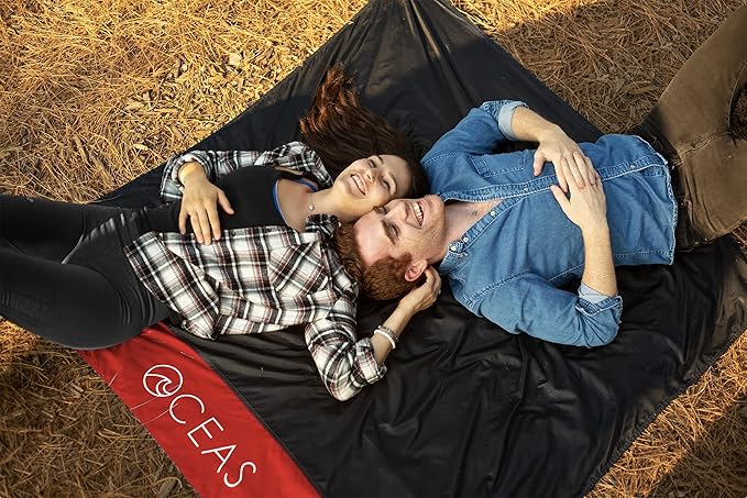 Oceas Outdoor Pocket Blanket - Ideal Sand Proof and Waterproof Picnic Blanket for Beach Hiking and Festival Use - Foldable and Compact Mat Easily Fits Into Small Portable Bag