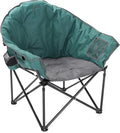 ARROWHEAD OUTDOOR Oversized Heavy-Duty Club Folding Camping Chair with Pocket Cup Holder Portable Padded Moon Round Saucer Supports 330lbs Carrying Bag