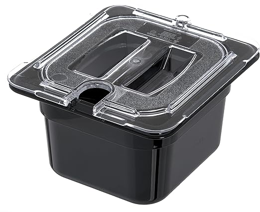 Carlisle FoodService Products Storplus 1/4 Size Notched Universal Food Pan Lid with Molded Handle for Catering Buffets and Restaurants Polycarbonate Clear (Pack of 6)