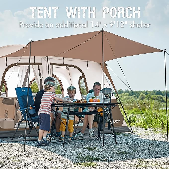 PORTAL 8 Person Tents for Camping Easy Setup Cabin Tent with Large Porch 2 Room Waterproof Family Camping Tent for Outdoor Camping Patio