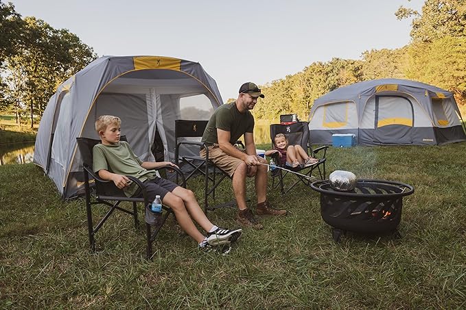 Browning Directors Chair - Outdoor Folding Chairs Made with Durable Fabric and Sturdy Aluminum/Steel Frame with Extra Tall Seat and Flip-Down Footrest