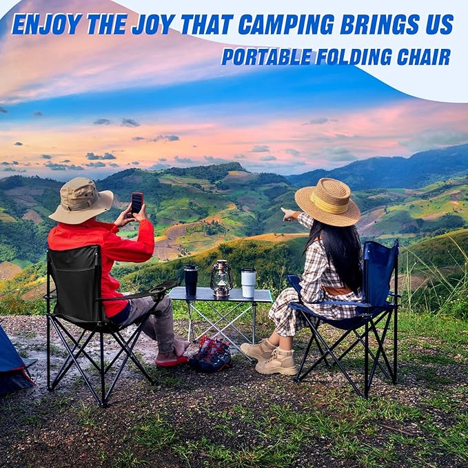 Huwena 10 Pack Folding Camping Chairs with Cup Holder and Carry Bags Portable Outdoor Lawn Chairs Bulk for Picnic Party Backyard Events Beach Outdoor Activities