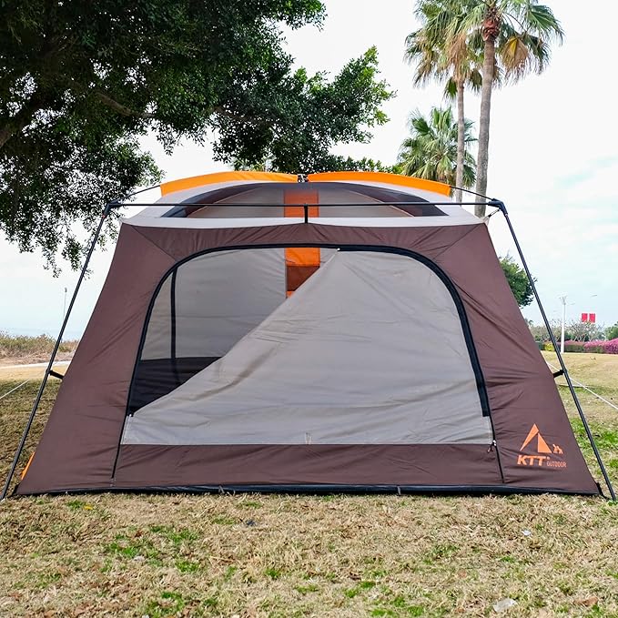 KTT Extra Large Tent 8-10-12 PersonFamily Cabin Tents2 Rooms3 Doors and 3 Windows with MeshStraight WallWaterproofDouble LayerBig Tents for OutdoorPicnicCampingFamily Gathering