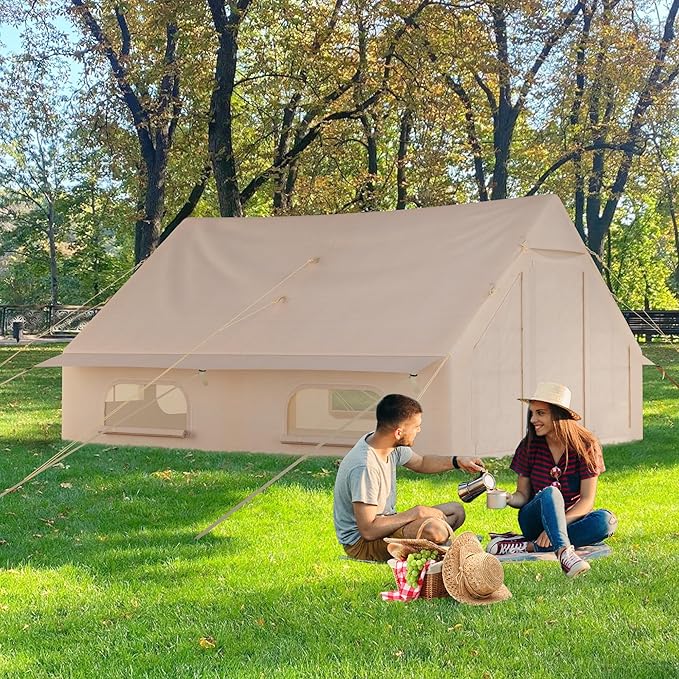 GAOMON Inflatable Camping Tent with Air Pump 6-8 Person Large Blow Up Tent for Family or Group Waterproof Oxford Fabric Quick Setup Glamping Tent for Outdoor All Seasons