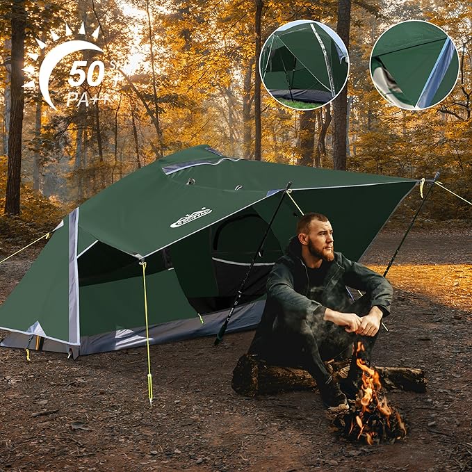 1 Person Backpacking Tent Waterproof Windproof Single Person Tent Lighweight Compact One Person Tent for Camping Hiking