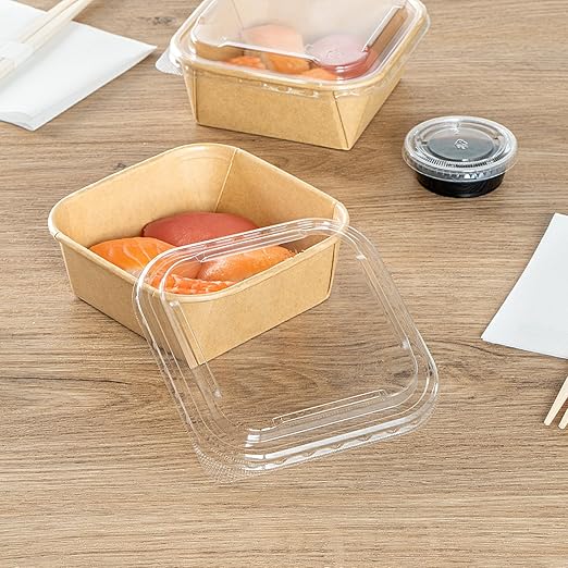 Restaurantware LIDS ONLY: Matsuri Vision 5.4 x 5.4 x 0.7 Inch Lids For Sushi Containers 100 Airtight Lids - Containers Sold Separately No-Fog Design Clear Plastic Lids For Sushi Boxes