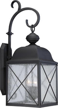 Nuvo Lighting 60/5623 Wingate Large 3 Light Wall Lantern 60-watt Torpedo Outdoor Porch and Patio Lighting with Clear Seeded Glass Textured Black