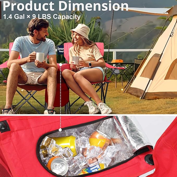 Loveseat Folding Camping Chair with Removable Umbrella &amp Cup Holder &amp Pocket &amp Carrying Bag Heavy-Duty Steel Frame Portable Beach Chair for Fishing Beach and Camping Load 180 LBS Per Se