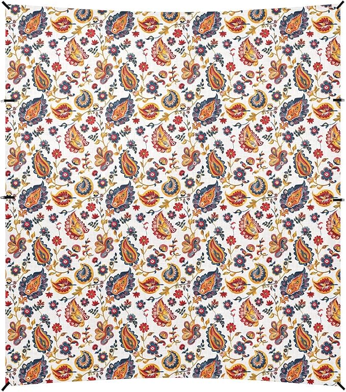 ALAZA Paisley Embroidery Ikat Floral Beach Tent Sun Shelter UPF50+ Protection Beach Shade Canopy w/ 4 Sandbags for Outdoor Camping Fishing Backyard Fun Picnic 10x9 ft