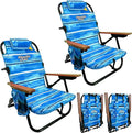 Tommy Bahama Backpack Chair-5 Positions and Cup Holder Pouch on Side-Padded Pillow-Storage Bag on Back – Lightweight Rustproof Aluminum – Black Frame 2 Pack Beach Blue