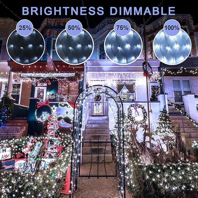 JMEXSUSS 360 LED Net Christmas Lights Outdoor Waterproof Connectable 12ft x 5ft Net Lights Outdoor Mesh Light with Remote 8 Modes Plug in White Christmas Light for Bushes Christmas Decorations
