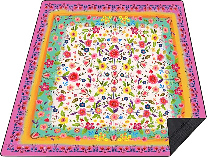 Picnic Blankets Beach Blanket 80 X 80 Extra Large Waterproof Camping Blankets Portable Outdoor Mat 3-Layer Blanket for Beach Hiking Park Music Festival Grass LawnTravel