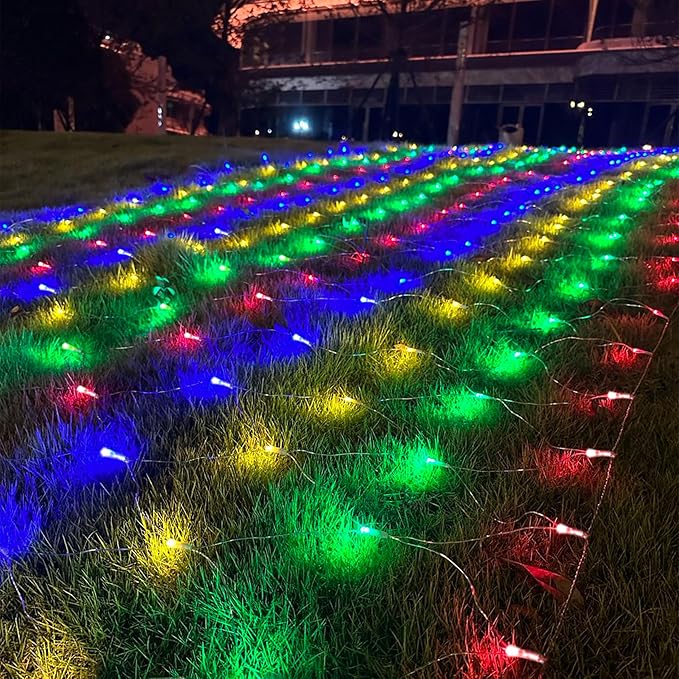 JOYIN 360 LED Christmas Net Lights 16.4X 6.5FT Christmas Mesh Lights with 8 Modes Connectable Waterproof for Bushes Trees Yard Indoor Outdoor Xmas Decorations (Multicolor)