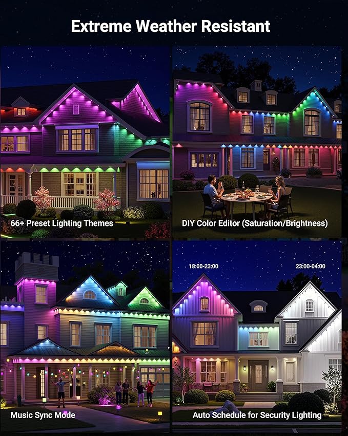 Permanent Outdoor Lights 100ft RGBICWWPW Christmas Lights with 72 Triple-LED IP67 Waterproof 45lm Tunable White for Christmas Decorations Daily and Holiday Works with Alexa Google Assistant