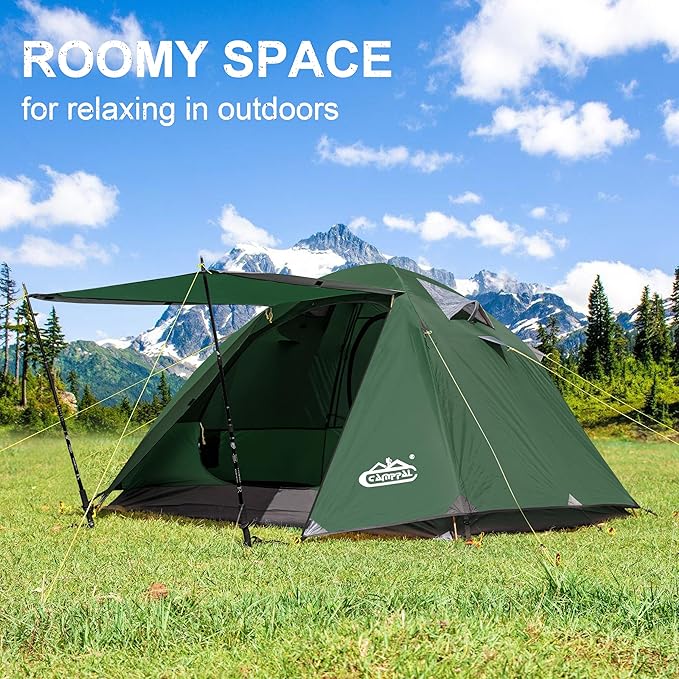 2-3 Person Backpacking Tent with Double Door 2 Vestibule Waterproof Windproof Lightweight Easy Set Up 3 Season 2 Man Two Person Tent for Camping Hiking Motorcycle Mountaineering with UPF 50+