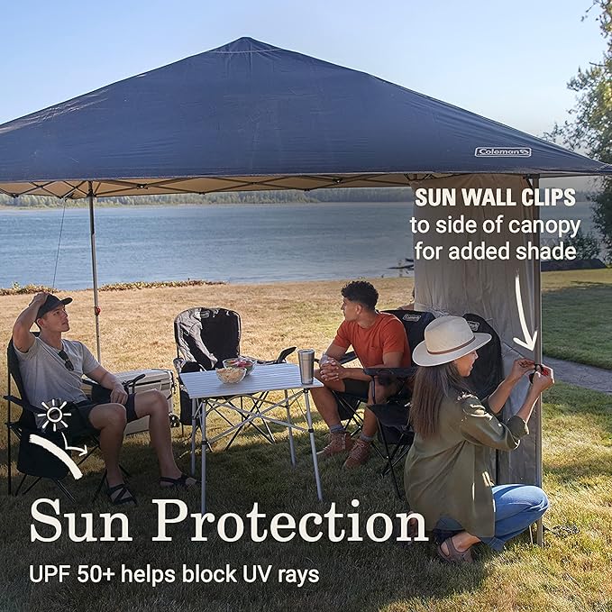 Coleman Oasis Lite Pop-Up Canopy Tent with Side Wall Attachment Portable Shelter with Easy Setup &amp Takedown Wheeled Carry Bag Included 7x7/10x10ft Sizes