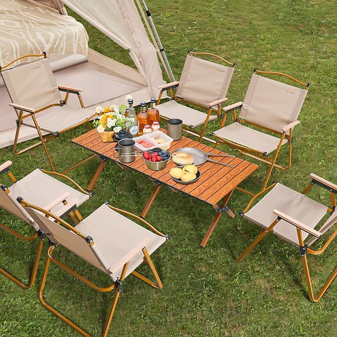 BOOSDEN Portable Folding Camping Table Outdoor Low Picnic Table Aluminum Roll-up Camping Table with Carry Bag Lightweight Foldable Camp Table for BeachParty Patio BBQ Travel Backyard