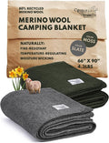 Woolly Mammoth 80% Merino Wool Camp Blankets (2-Pack) - Soft Naturally Fire-Resistant and Temperature-Regulating - for Winter Camping Bushcraft and Emergency Car Kits (66 x 90 Slate &amp Moss)