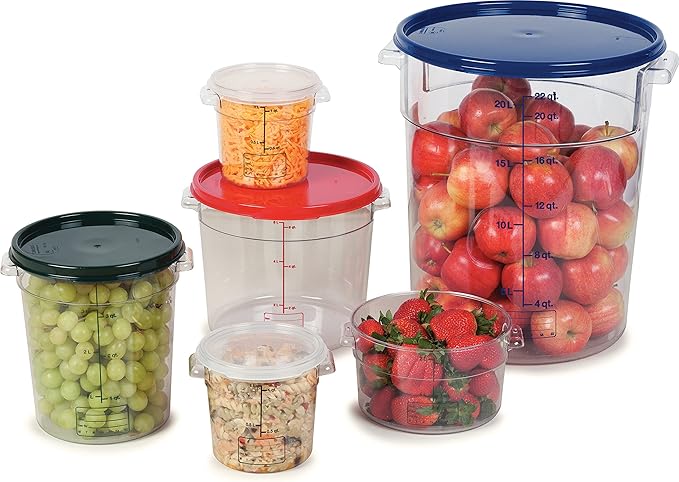 Carlisle FoodService Products Storplus Round Food Storage Container Lid with Stackable Design for Catering Buffets Restaurants Polypropylene (Pp) 2 To 4 Quarts Forest Green (Pack of 12)