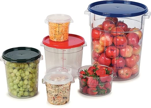 Carlisle FoodService Products Storplus Round Food Storage Container with Stackable Design for Catering Buffets Restaurants Polycarbonate (Pc) 8 Quart Clear
