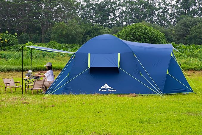 Three Bears Family Camping Tent - 6-Person Spacious Design 3000mm Waterproof Suitable for Road Trips/Backyards/Extended Camping Adventures in All Scenarios