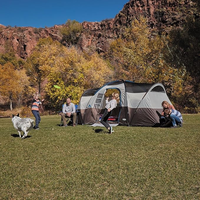 Wenzel Klondike 8 Person Water Resistant Tent with Convertible Screen Room for Family Camping