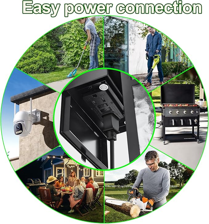 Porch Light with Outlet and Remote Control - Plug in Outdoor Wall Lights with GFCI Exterior Lighting Fixtures Adjustable 3 Sensitivity Levels and 1-10min Delay for Porch Patio Entryway(Black)