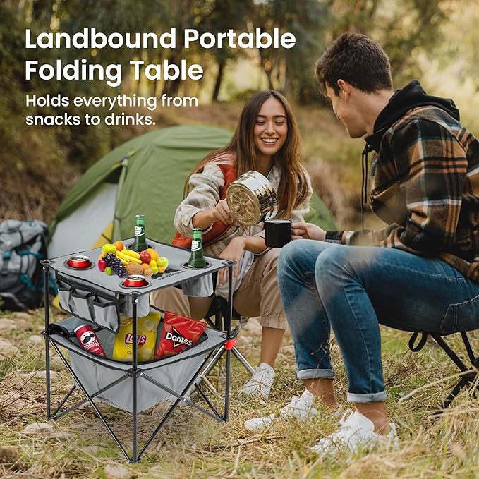 Portable Folding Beach Table Lightweight Outdoor Table with Carry Bag Compact Sand-Friendly for Camping Picnics &amp Travel.
