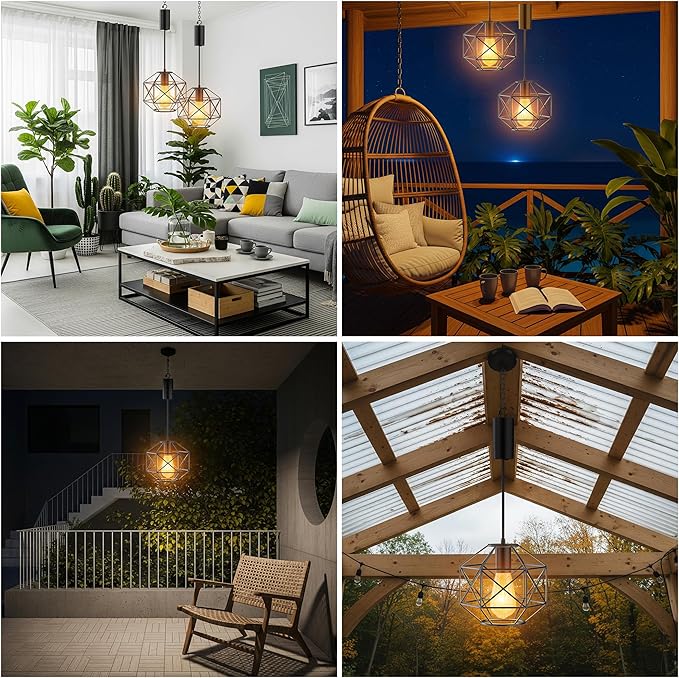 Battery Operated ChandelierGazebo Battery Operated Outdoor Lights Waterproof 7.8′′×7′′Hanging Pendant Light 4 AA Batteriesfor Pergola Patio Porch Garden Barn Room Decor