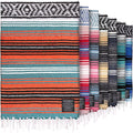 Hydration Nation Authentic Large Handwoven Mexican Blanket - Soft Yoga - Durable Serape - Lightweight Falsa Beach Camping Picnic Outdoor 70x50 - Mandarin