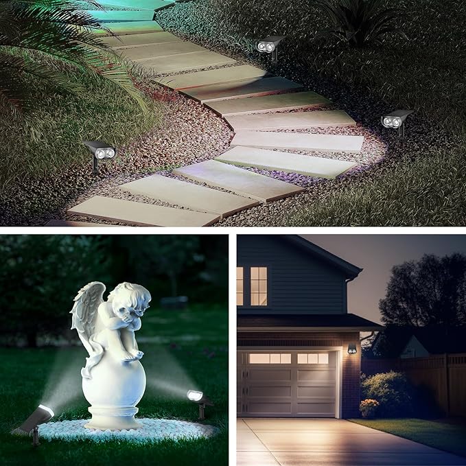 Consciot Solar Spotlights Outdoor Daylight IP67 Waterproof 2-in-1 Solar Spot Lights Durable Christmas Decorations Lights for Garden Yard Pathway Driveway Porch Walkway Auto On/Off 6 Pack