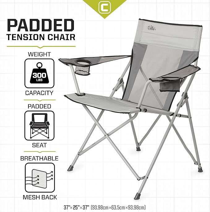 Core Equipment Tension Chair with Carry Bag Polyester Gray