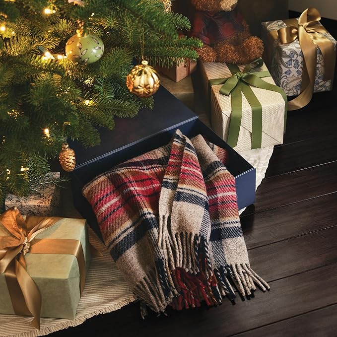 Pendleton Camping Blanket Motor Robe with Leather Strap Carrier - Virgin Wool Backpacking Blanket for Warmth and Comfort Outdoor Adventures Travel Picnics and Cozy Home Comfort