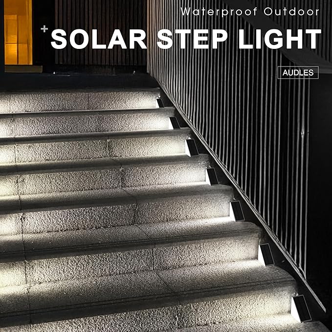 LED Solar Step Lights Waterproof Outdoor Stair Lights Solar Deck Light Outdoor Decor IP67 Solar Lights for Yard Patio Garden Walkways Front Door Pathway Driveway (12)