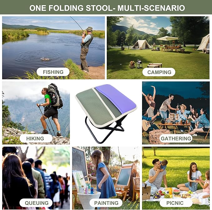 Portable Stool with Shoulder Strap-Pocket Chair for MountaineeringPicnicHiking and FishingHandbag Style Bi-Color Foldable Stool
