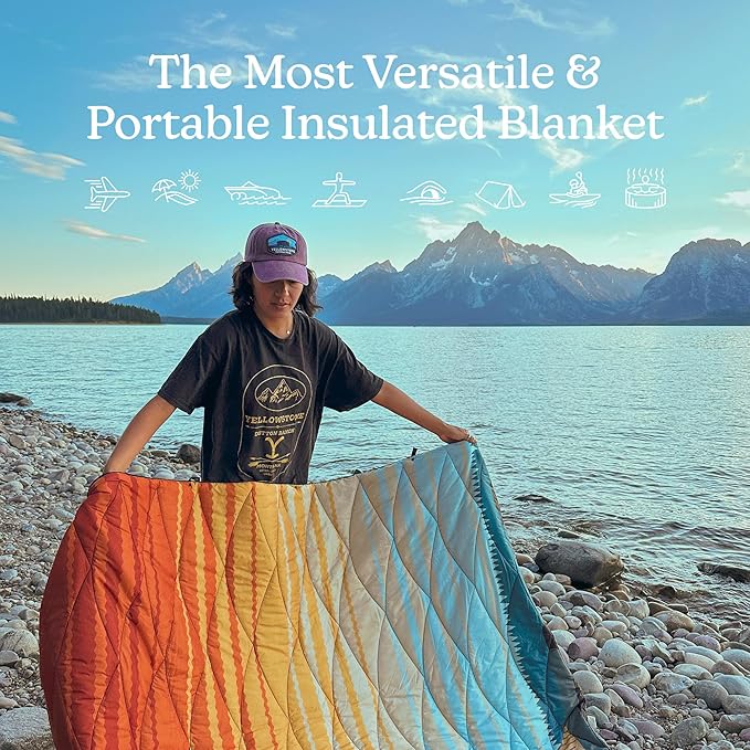 Nomadix Yellowstone Puffer Blanket – Water-Resistant Eco-Friendly Insulated Blanket with Snaps for Camping Beach and Travel Made from Recycled Materials