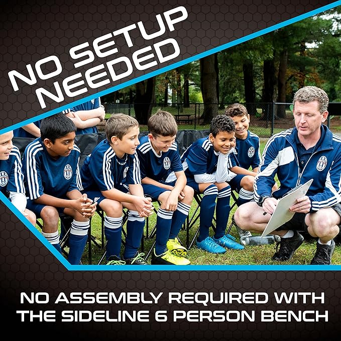Franklin Sports Sideline Team Bench - Collapsible Sports Bench - Easy Assembly - Pop Up Black 6 Person