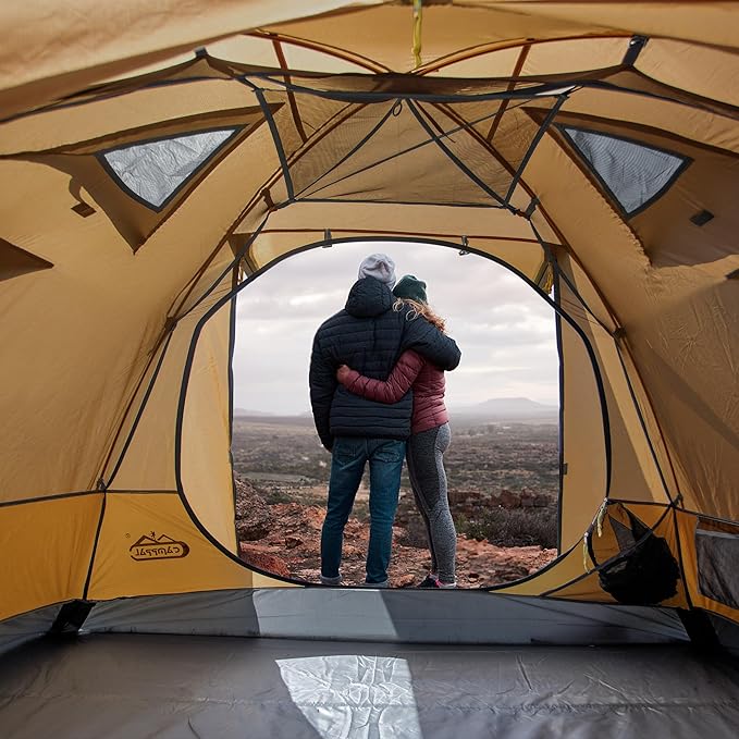 2-3 Person Backpacking Tent with Double Door 2 Vestibule Waterproof Windproof Lightweight Easy Set Up 3 Season 2 Man Two Person Tent for Camping Hiking Motorcycle Mountaineering with UPF 50+